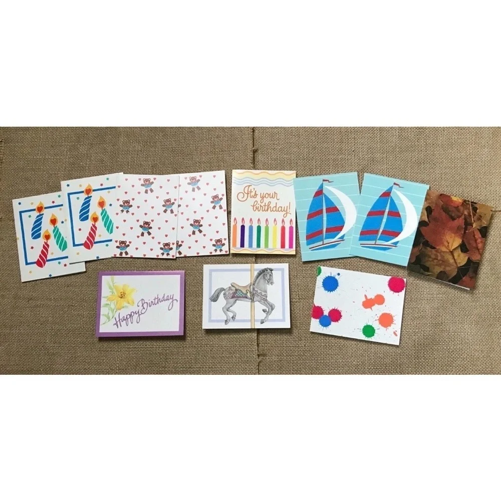 Vintage Mini Blank Note Card Lot Birthday Valentines Nautical Fall Stationery
